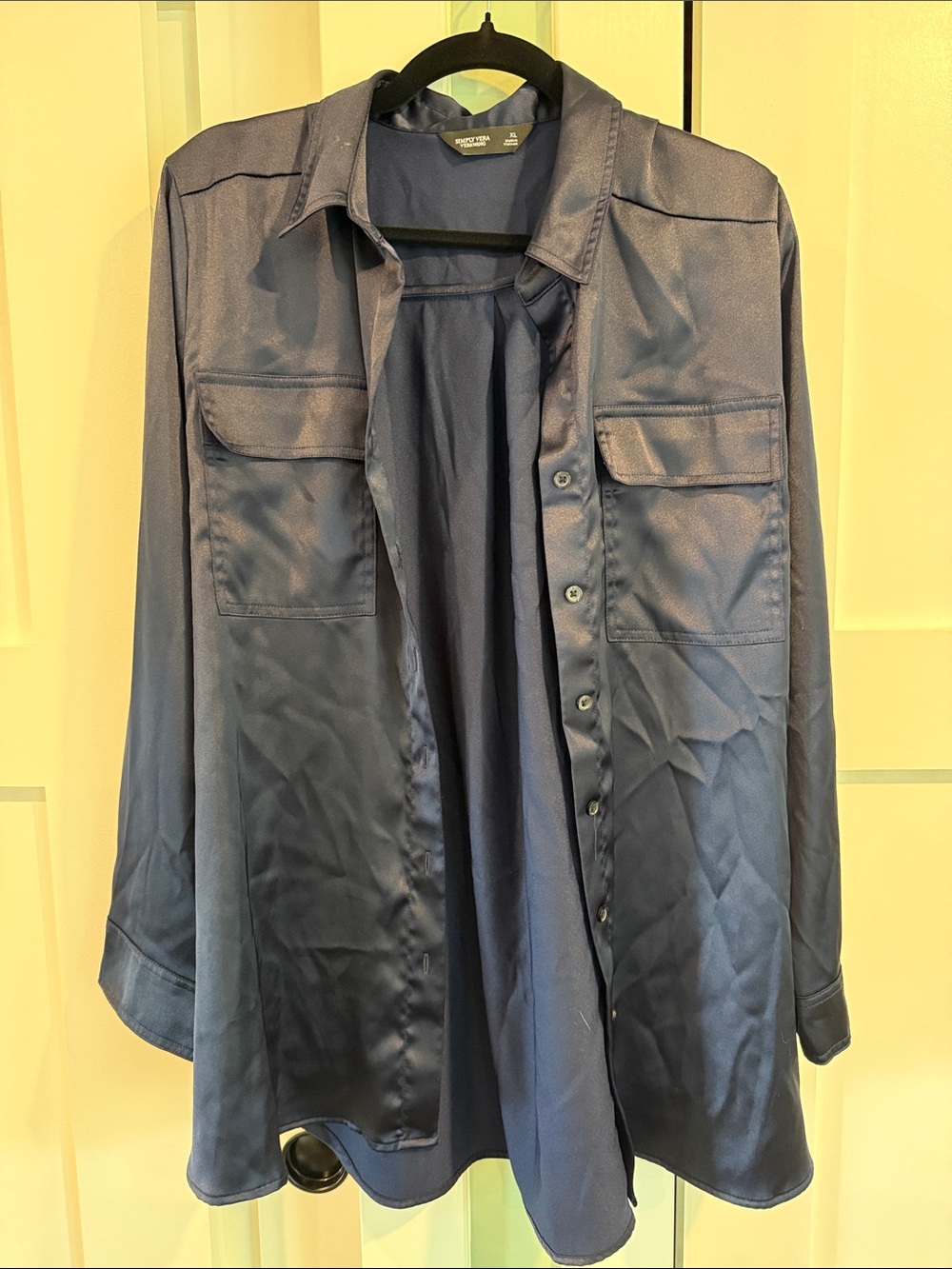 Simply Vera Vera Wang Navy Satin Shirt Jacket